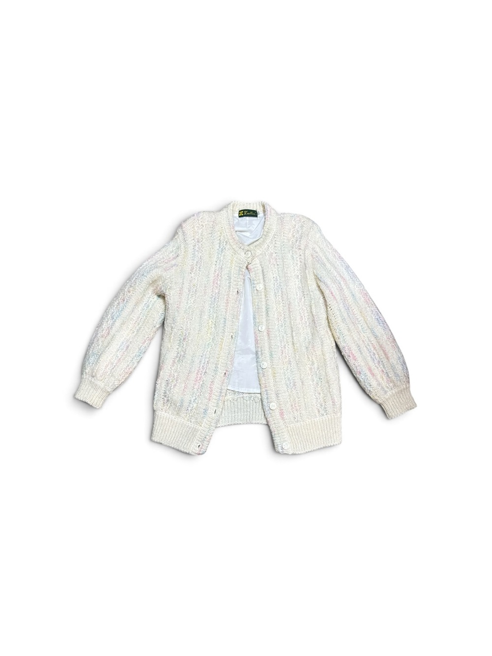 Vintage Lux Can 2XL Pastel Rainbow Chunky Knit Lined Button Cardigan Sweater
